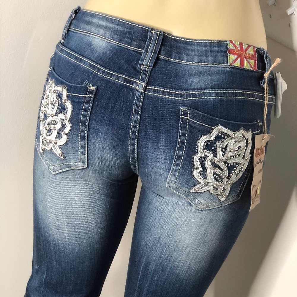 Machine denim bling distressed jeans - Picture 2 of 4